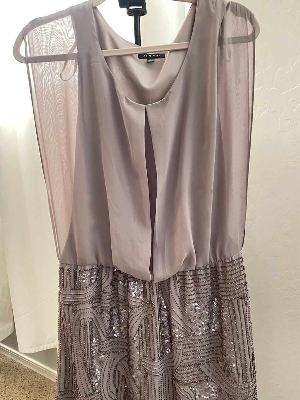 As U Wish Lavender-Mauve Beaded Cocktail Dress